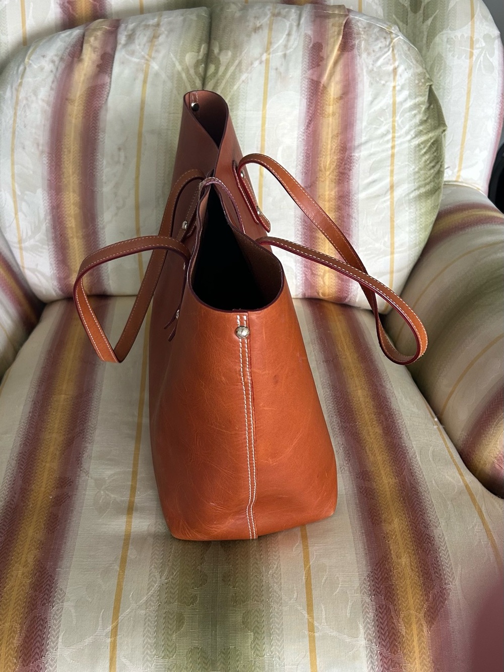 Classic Brown Leather Tote Bag 11" x 18" x 7" Beautiful Jay McGlaughlin - Picture 3 of 6